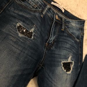 KanCan Sequin Patch High Rise Jeans size 25